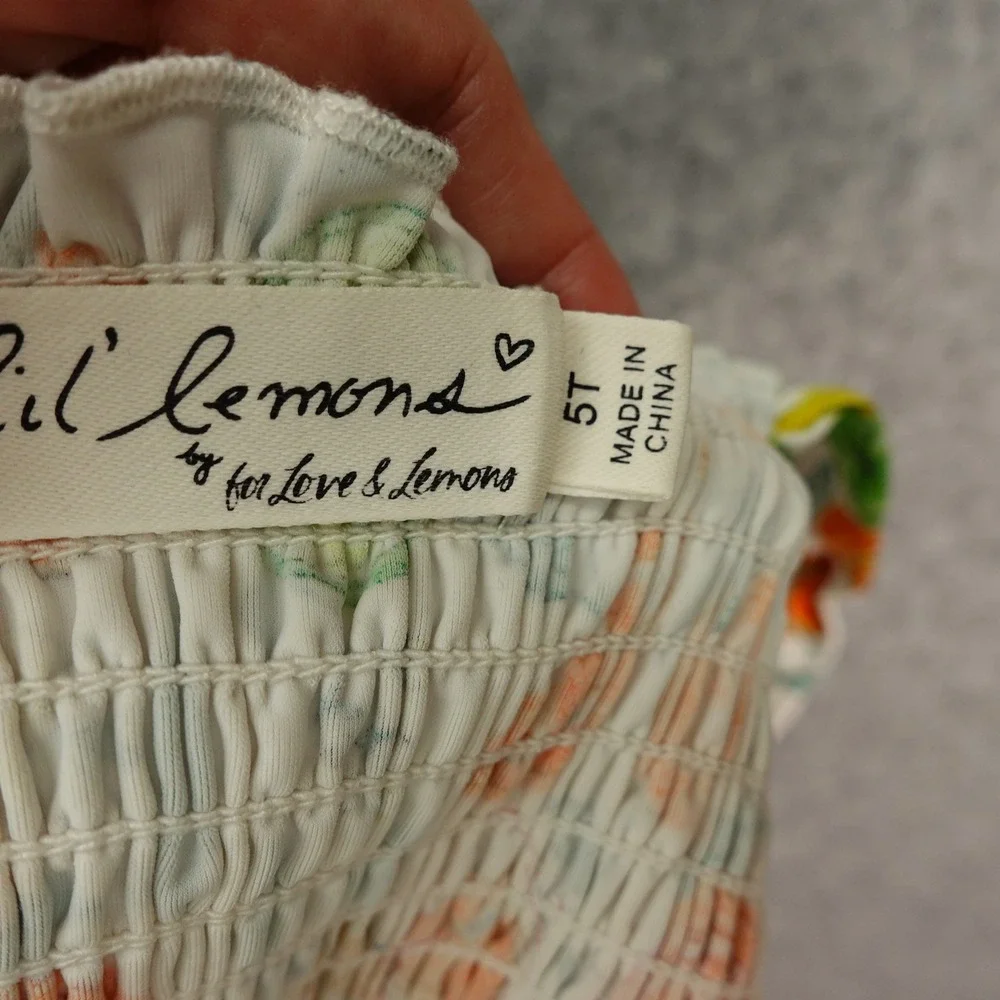 Citrus Cottage Swim Top Girls 5T White Fruit Smock Summer Resort FOR LOVE LEMONS